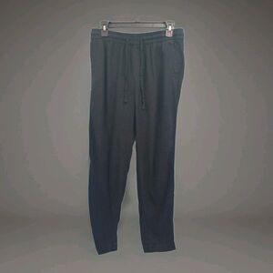 Women Sz Sm Pants Linen Blend Black Lightweight Pockets Elastic Waist Old Navy